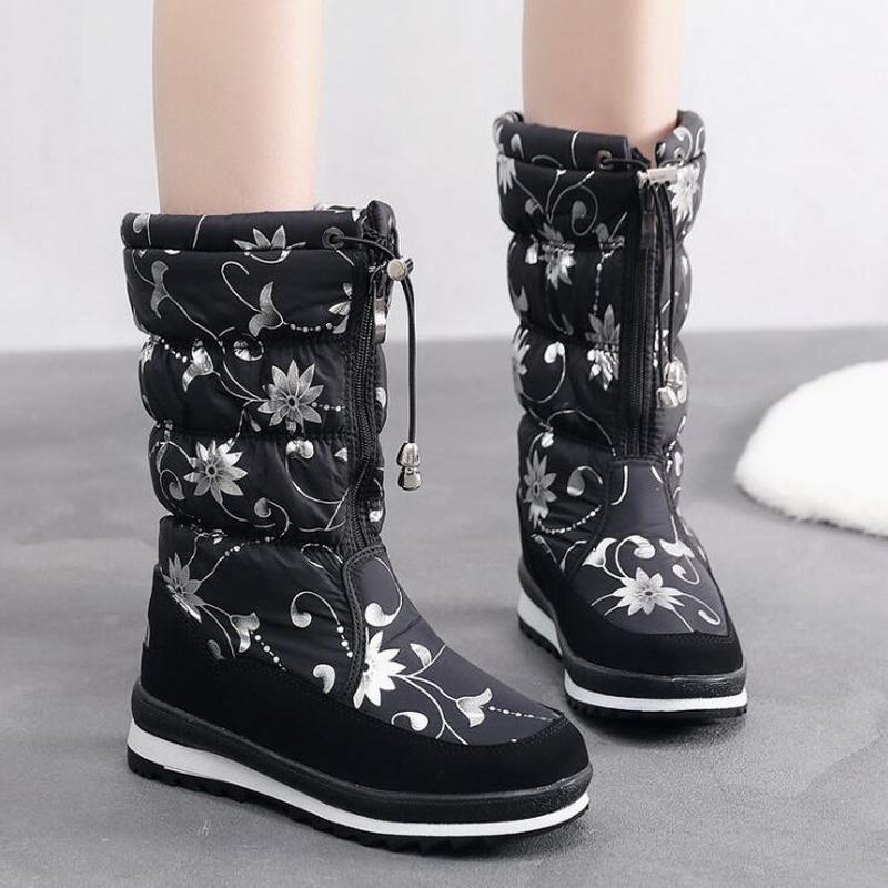 

Women Winter Boots 2020 New Black Snow Boots Women's Winter Shoes Plush Waterproof And Antiskid Outdoor Thermal Mid High1, Black g85