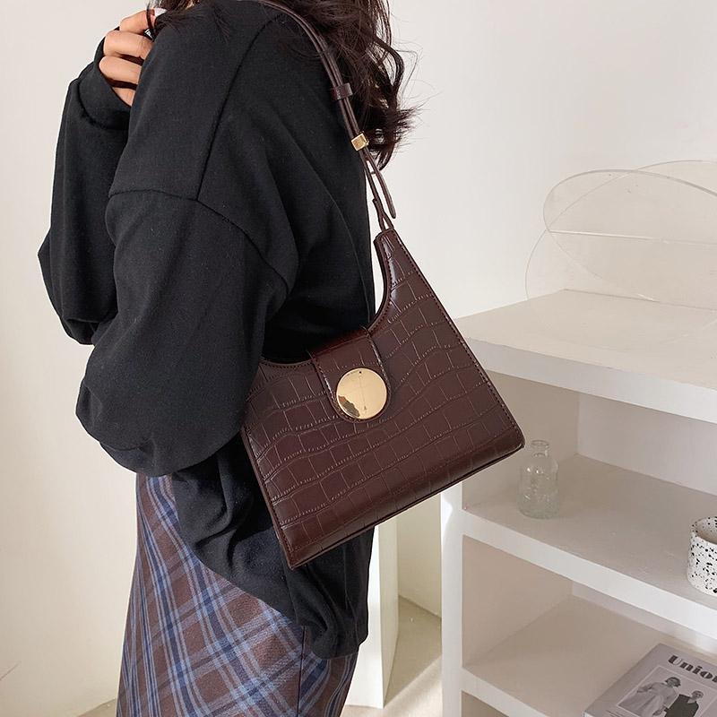 

Temperament Underarm Bag For Women 2021 Korean Fashion PU Leather Designer Bags Stone Pattern Mini Bags Mobile Phone Coin Purse, Black