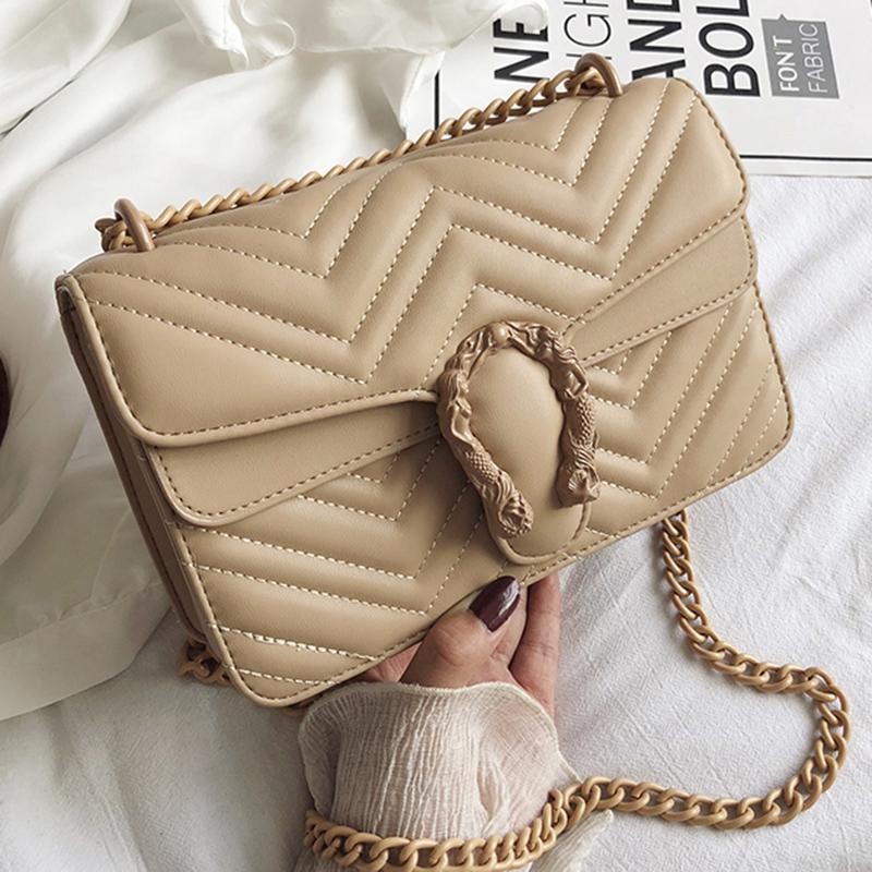 

Design Bags Women Shoulder Bag Lady Metal Chains Handbag Female Leather Square Party Prom Crossbody Bags, Black