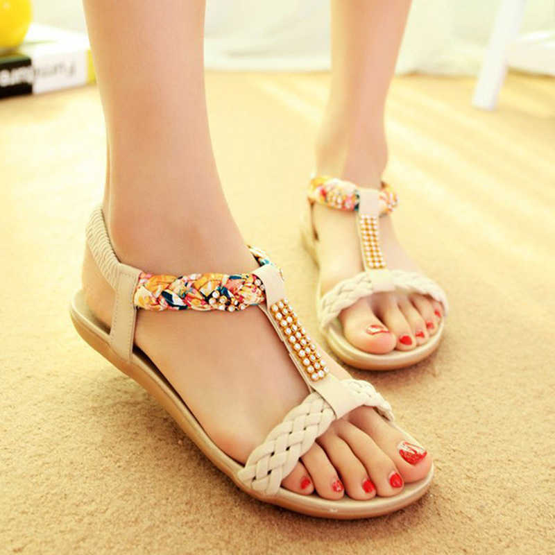 

Classic luxury Designer Bohemia Women Slip On Summer Beach Sandals Ladies Comfortable Fashion Flats Sandalias Mujer Women's Shoes 41 TopSelling, Black