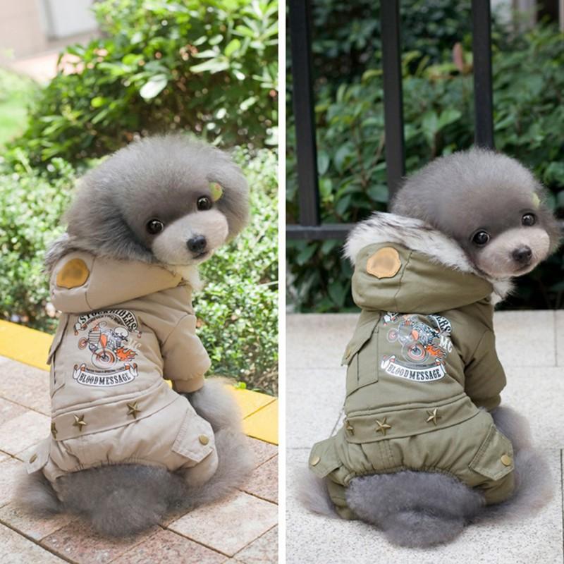 

Dog Clothes Pet Hoodies Jacket Cotton Warm 4-Legged Puppy Clothes Jackets Overalls For Yorkshire Teddy Dogs Costume