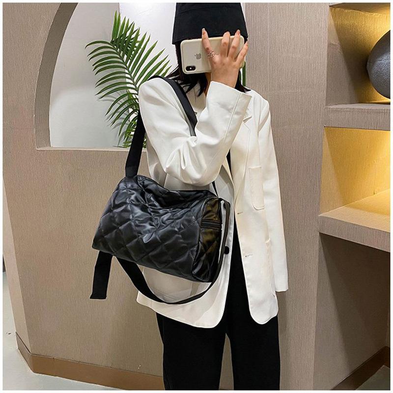 

Large Capacity Leather Handbags Shoulder Bags For Women 2021 New Women's Crossbody Bag Fashion Wide Shoulder Belt Top-Handle Bag, Black handbags