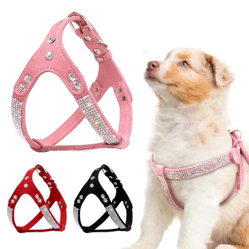 

Soft Suede Leather Puppy Dog Harness Pet Vest Dogs Chihuahua Mascotas Harnesses Medium For Pink Small Cachorro