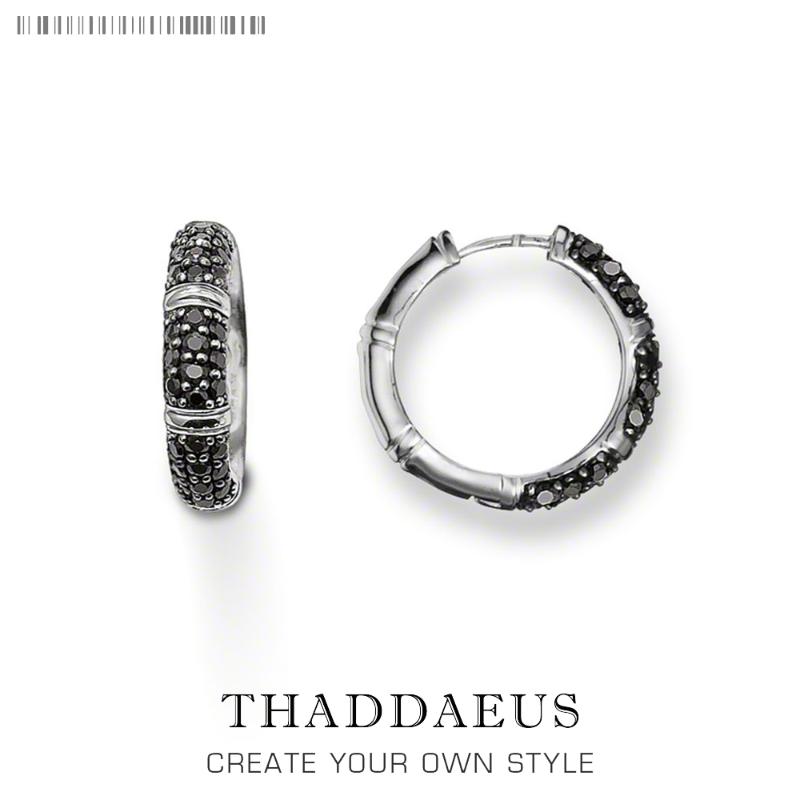 

Hoop & Huggie Bamboo Black Creole Hinged Earrings,Europe Glam Fashion Good Jewerly For Women Men,2021 Gift In 925 Sterling Silver