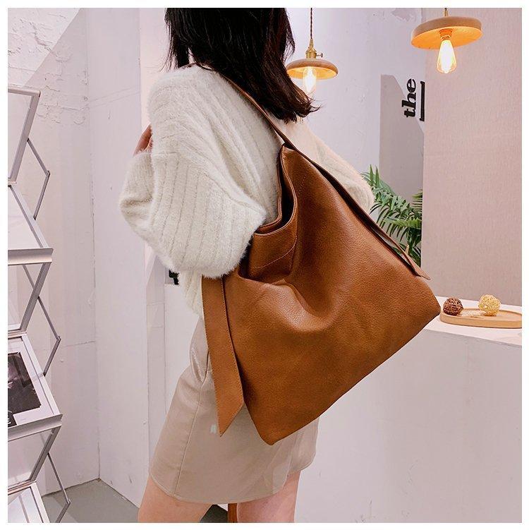 

vintage PU leather messenger bags for women luxury handbags women Tote bags designer large capacity shoulder bucket, Black