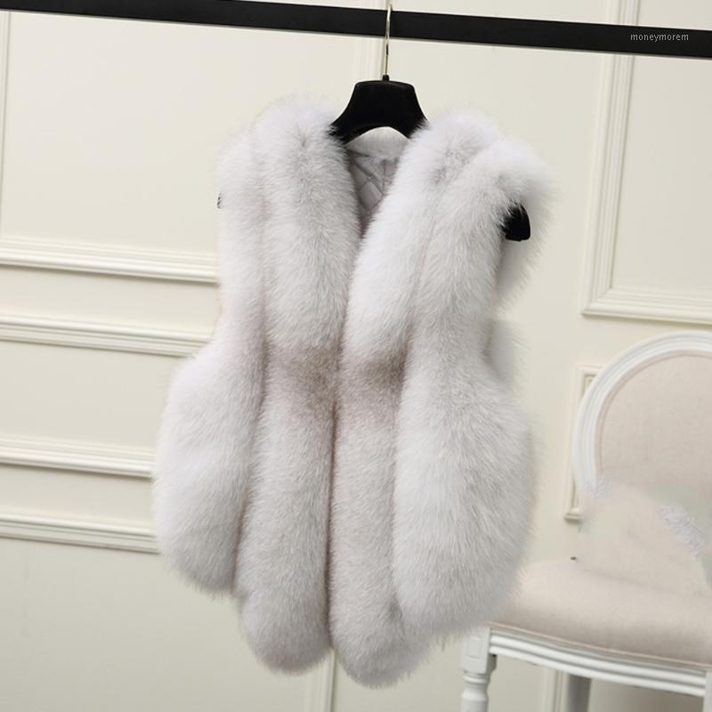 

Keanancy Elegant Winter Warm Slim Women Jacket V Neck Sleeveless Faux Fur Vest Coat Hairy Fashion Women Waistcoat Outerwear1, White