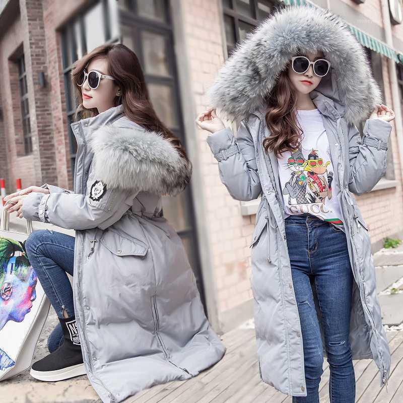 

Women Jacket White Duck Winter Coat High Quality Women's Down Jackets Big Fur Follar Chaquetas Invierno Mujer KJ5511, Black