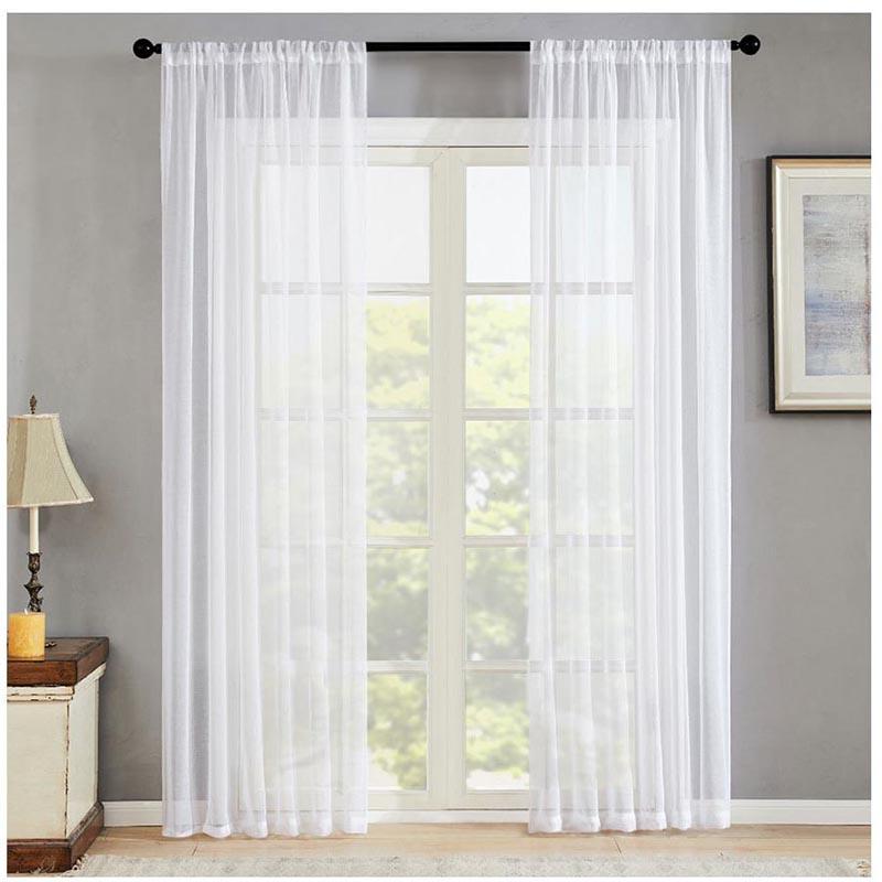 

Modern Solid Tulle Curtains White Sheer Curtains Transparent Finished Window Treatment For Living Room Drapes Decorations Panel