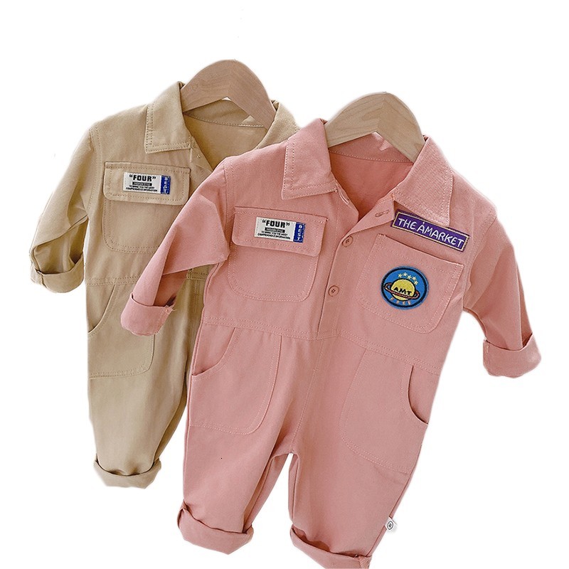 

2021 New Kids Baby Boys Girls Long Sleeve Cotton Fashion Single Breasted Rompers Toddler Overalls Jumpsuits 1-7 Year Nip8, Ck061pink
