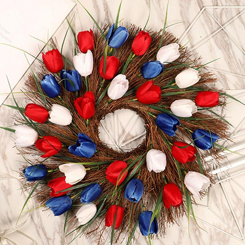 

Tulip Wreath Front Door Wreath Party Wedding Decoration Artificial Flower Wall Decoration Ornaments Home Decorations, H01