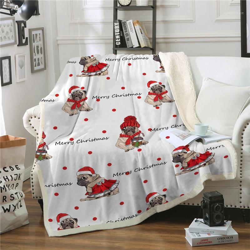 

Christmas Throw Blanket For Children Adults Lover Dog Santa Claus Deer Sofa Bed Cover Fleece Plush Blanket Warm Winter Bedspread1