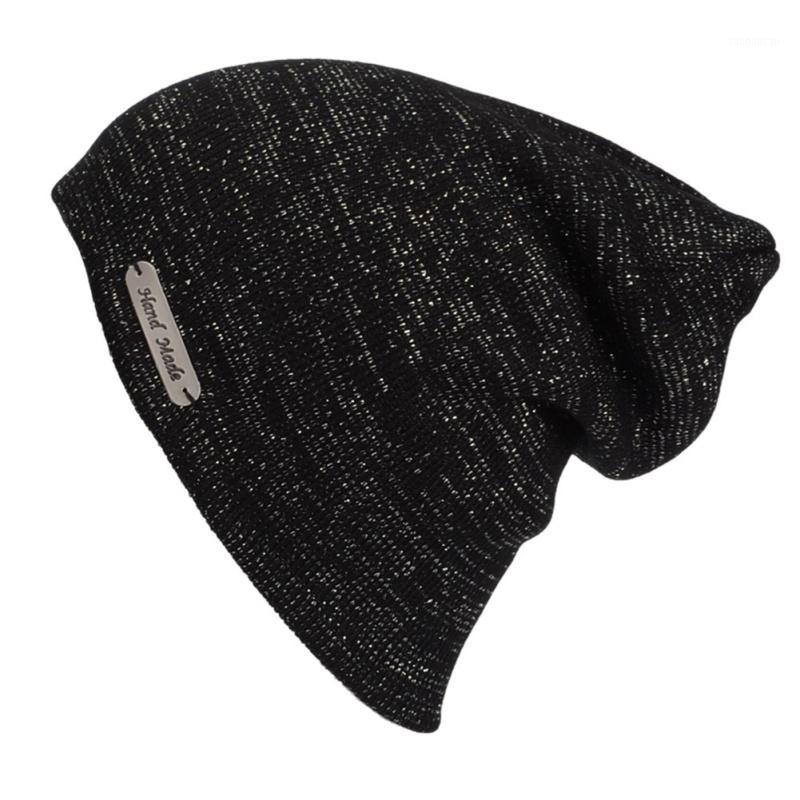 

Autumn Winter Women Men Knitted Hat Soft Anti-sweat Breathable Lover Cap Solid Color Folding1