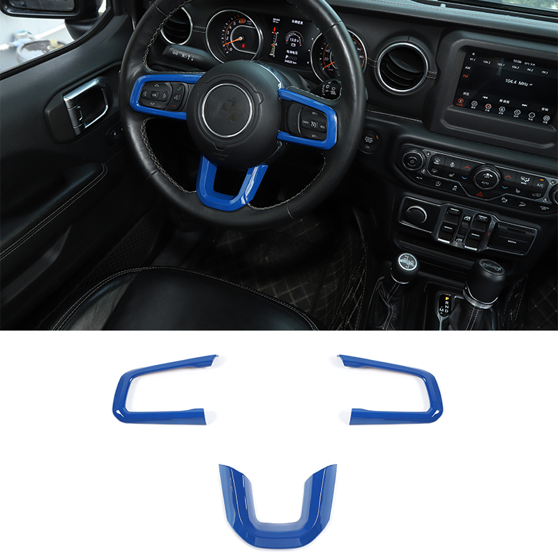 

Blue ABS Steering Wheel Decoration Cover For Jeep Wrangler JL JT 2018+ High Quality Auto Exterior Accessories