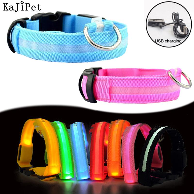 

Nylon Pet Dog Collar Led Usb Rechargeable Bright Dog Collar Led Light Night Safety Flashing Glowing For Dogs Pet Puppy