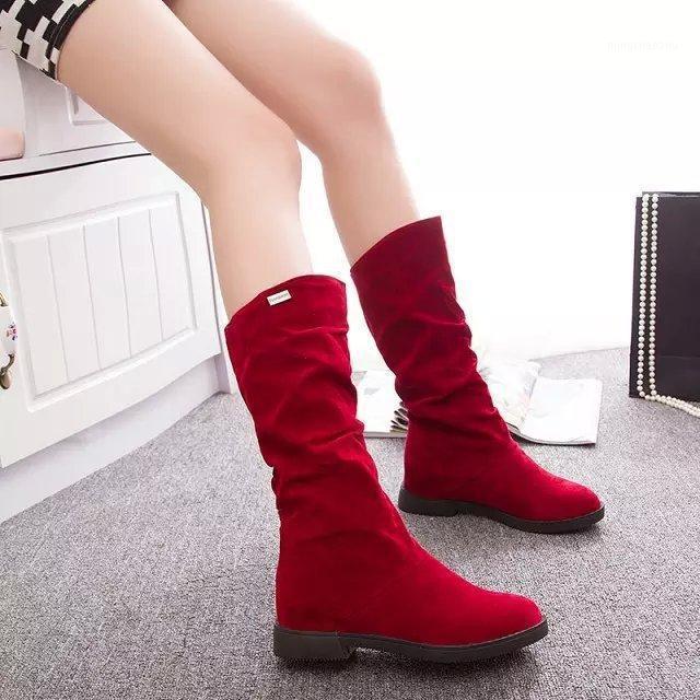 

Autumn Winter New Fashion Thigh Boot Women's Elevator round-Toe plus Velvet Knee-High Boots Warm Boots Knight For Female1, Red