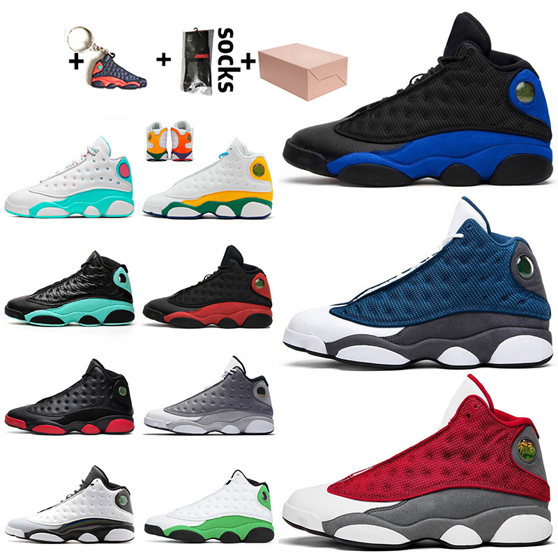 

With Box Women Mens Jumpman 13 13s Basketball Shoes Flint Hyper Royal Starfish Bred Soar Green He got game Pink Mens Sneakers Trainers, White;red