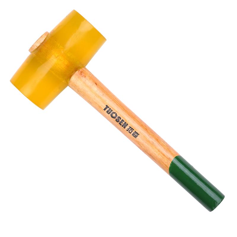 

52000 Transparent Yellow Rubber Mallet Dual Face Tile Hammer with Wooden Handle