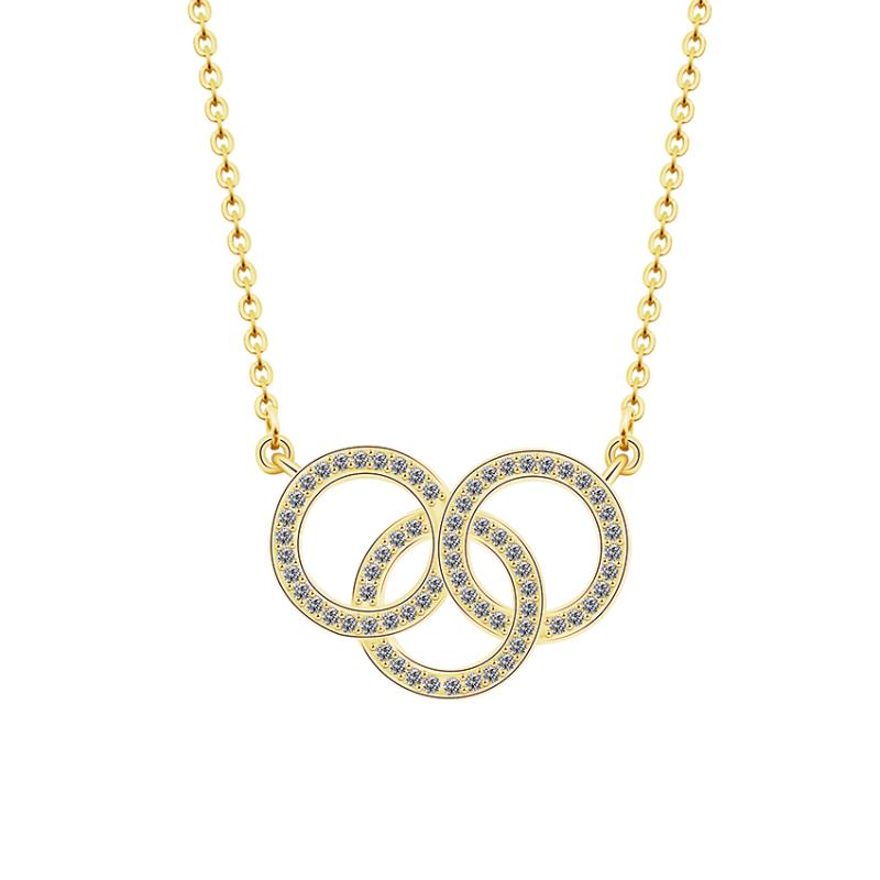 

V Attract Geometric CZ 3 Open Circle Necklace for Women Gold Chain Collar Zirconia Jewelry Flower Maxi Choker Female