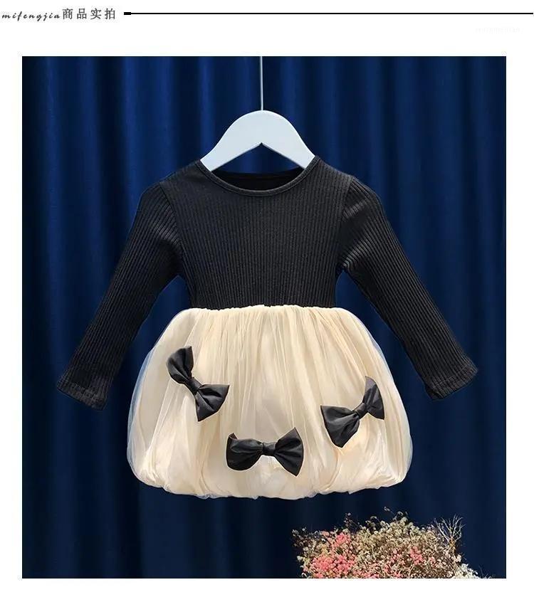 

Girls' Dresses 2020 Autumn New Style Little Girl Net Yarn Dress Kids Bow Princess Dress children Clothes 6M 8M 12M 3T 6T1, Black