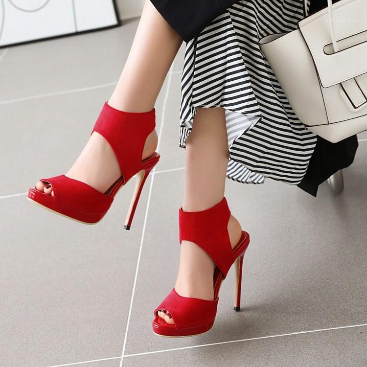 

sandalias mujer 2020 women Platform 12cm high heels fish mouth Wedding Party shoes ladies Sexy Pumps plus size 30- 50 YM-5651, Beige