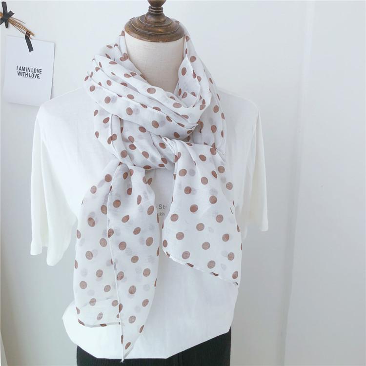 

2021 Classic style women dot printed scarf girl sunscreen wraps long thin femme bufanda