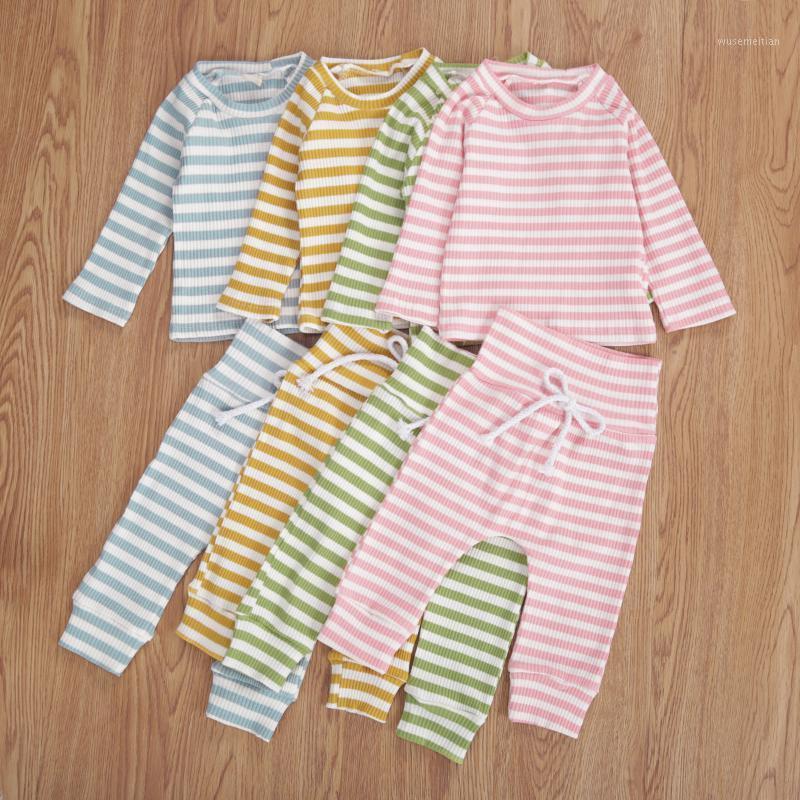 

Cotton Newborn Baby Clothes Set Fall Spring Long Sleeve Striped Tops+Pants 2pcs Toddler Infant Outfits Cotton Casual Homewear1, Green