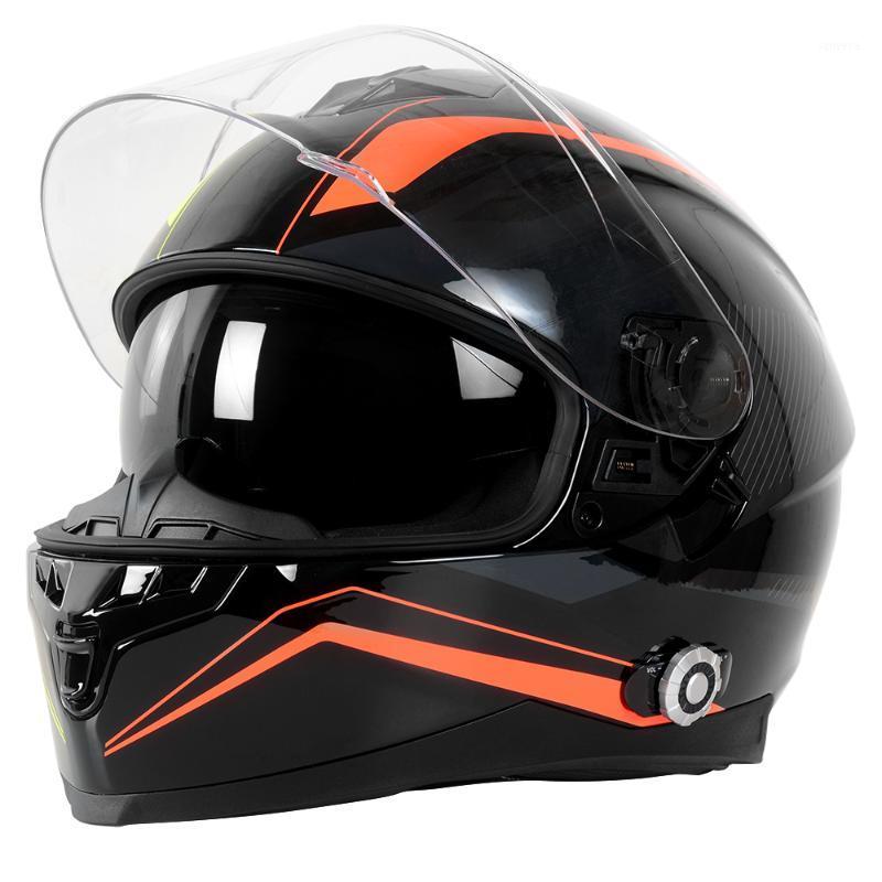 

Freedconn BM22 DOT Full Face Motorcycle Blutooth Helmet Wireless 1000M 6 Riders Group Intercom Helmet with FM Radio Support1, Orange-green-black
