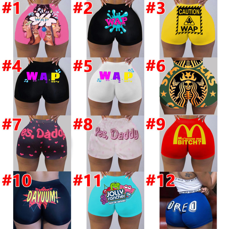 

Women Pants Yoga Shorts Sexy Slim Printed Letter Cartoons Tight Shorts Summer Designer Mini Leggings Fashion Party Plus Size Clothing, B1-b12