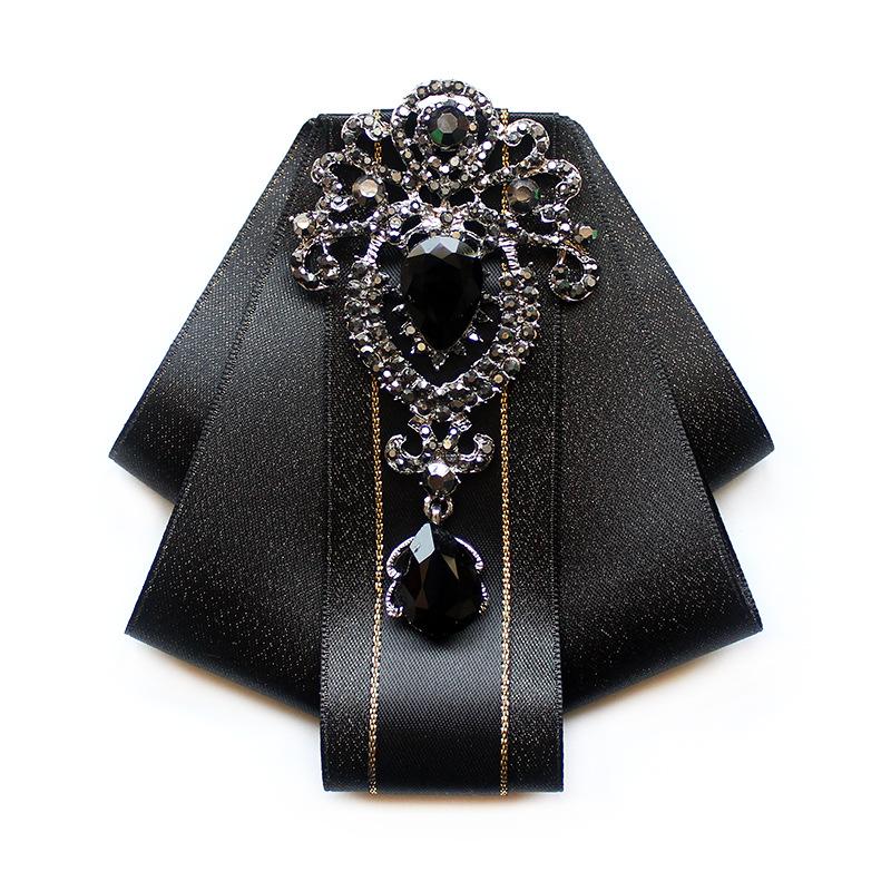 

New Handmade Black Rhinestone Bow Tie Fashion Men Business Banquet Wedding Celebration Groom Accessories Luxury Men's Jewelry