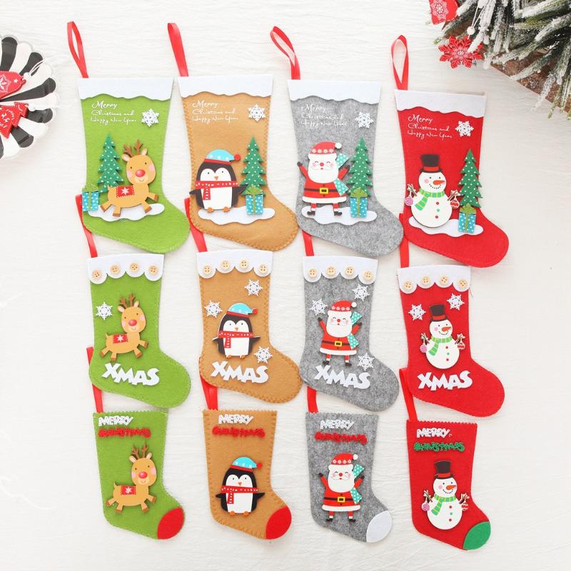 

2020 Christmas Decoration Christmas Socks Ornaments Pendant Small Boots Children New Year Candy Bag Gift Fireplace Tree Jewelry
