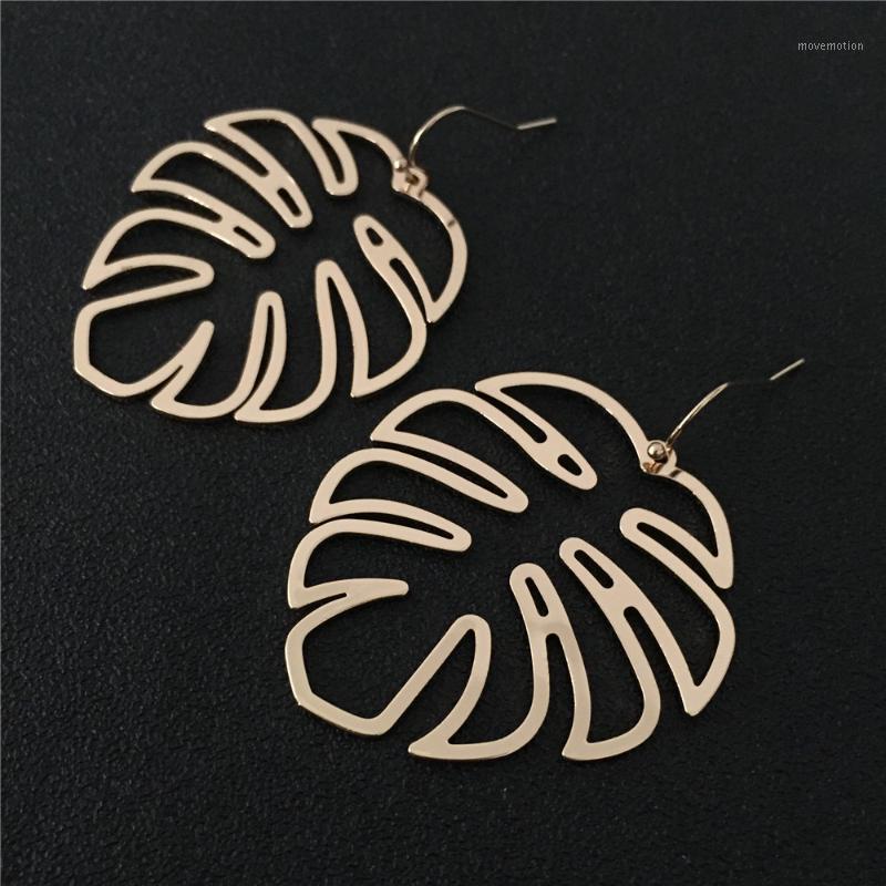 

New Fashion High Quality Simple Boho Leaf Drop Earrings Hollow Carving Gold Color Leaf Drop Earrings for Women Casual Wearing1