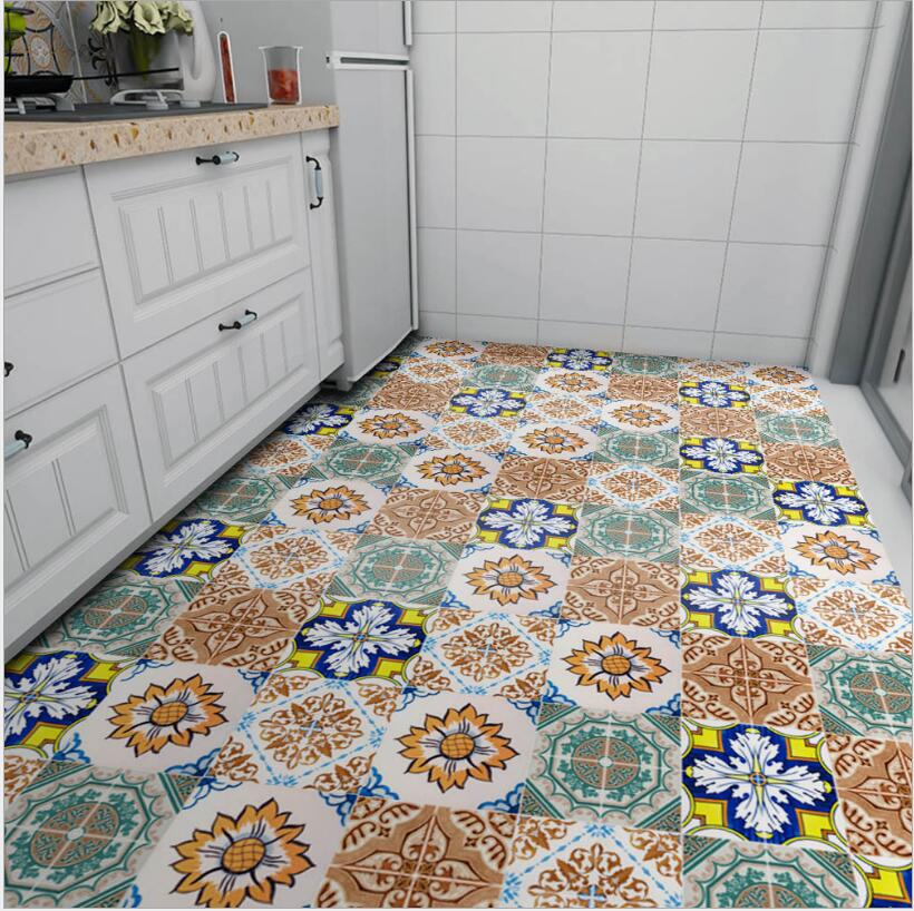 Tile paste kitchen Wall Stickers waterproof PVC tiles patch Bohemian pattern self-adhesive anti-skid small sticker-image-604574617