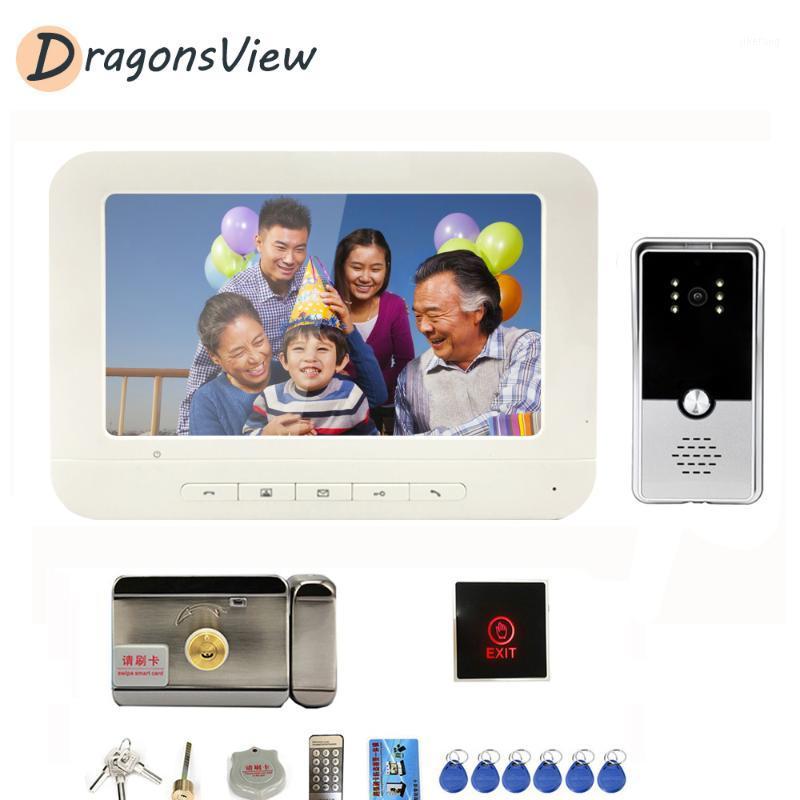 

Dragonsview Video Intercom with Lock and Exit Button 7 inch Video Door Phone White Monitor 1000TVL Night Vision Doorbell Camera1