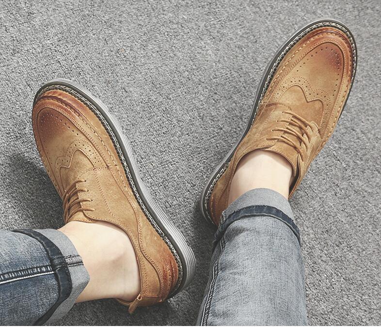 

Lace Up flange Carved Mens shoes Spring and autumn dress retro leather Shoes Fashion Office Oxfords, As pic