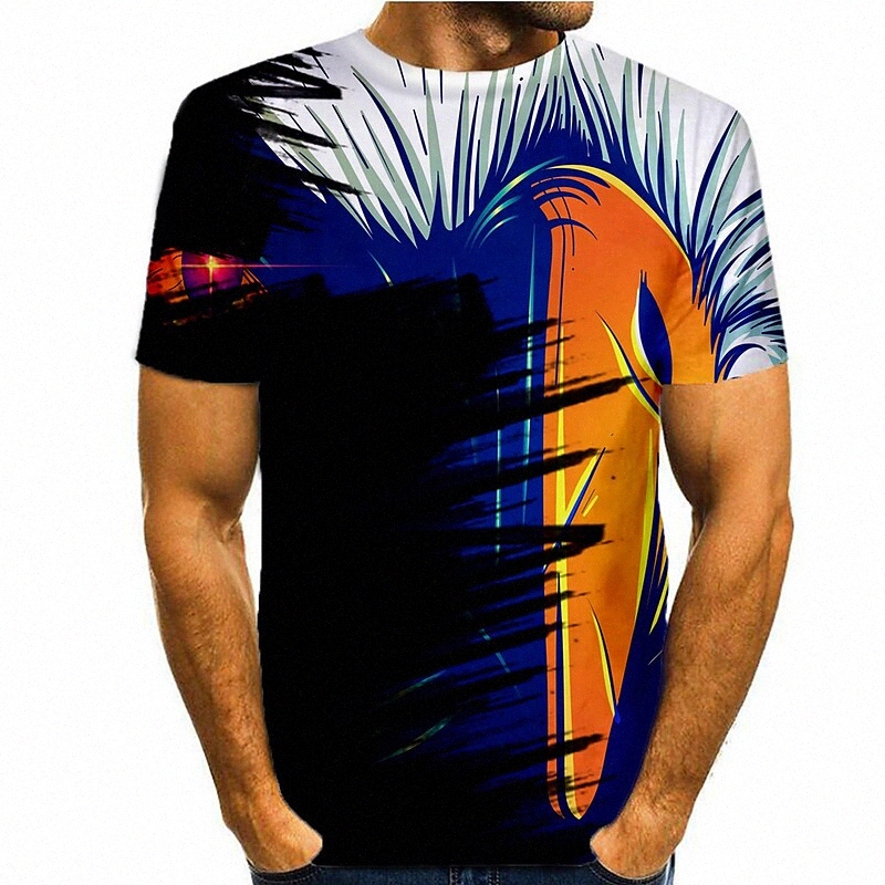 Men's T shirt 3D Print Graphic Eagle Animal Round Neck Daily Holiday Print Short Sleeve Tops Basic Casual Blue / Summer r1uU#