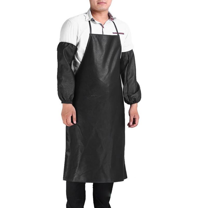 

Waterproof Men Stain-Resistant Leather Aprons Kitchen Dishwashing BBQ Bib
