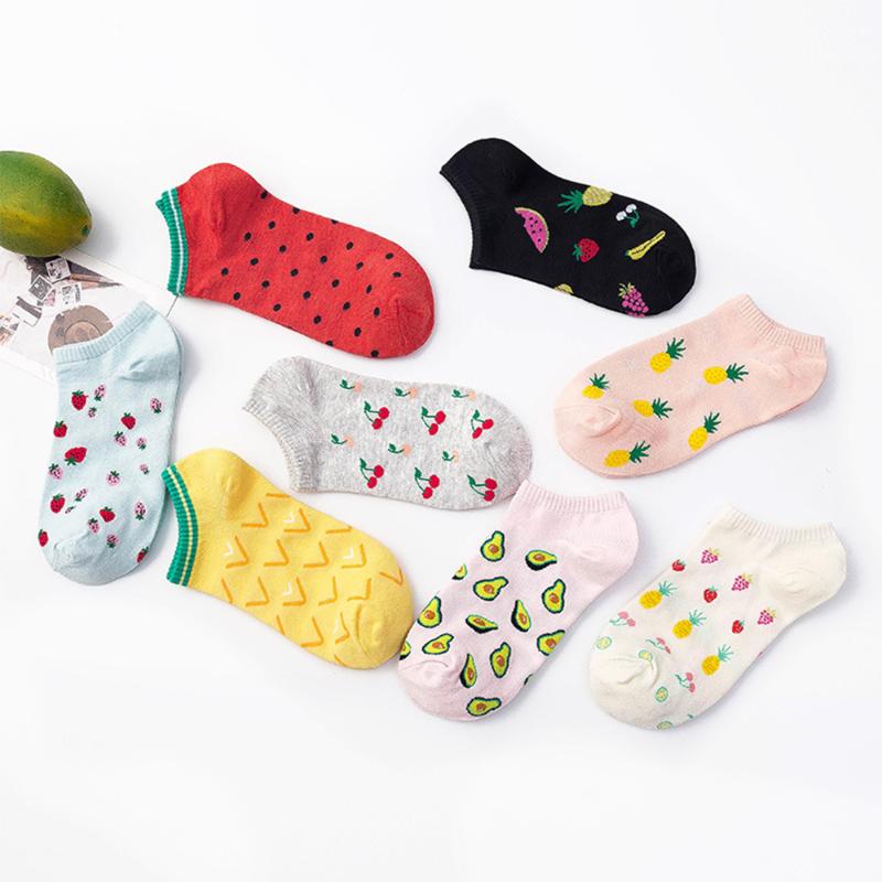 

Lovely Art Printed Socks Cartoon Fruit Peach Strawberry Watermelon Banana Pattern Socks Korean Harajuku Funny Style For Female