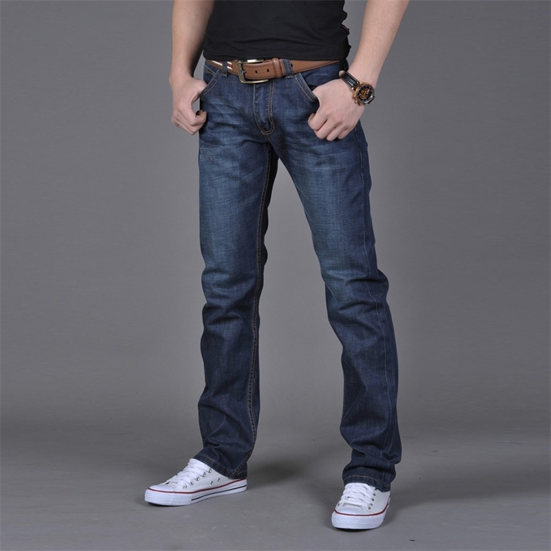 

Men's Casual Autumn Denim Cotton Hip Hop Loose Work Long Trousers Jeans Pants 201120, Blue