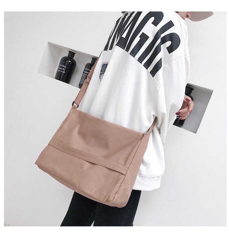 

Student one-shoulder bag 2021 Green cute minimalist canvas series, Black