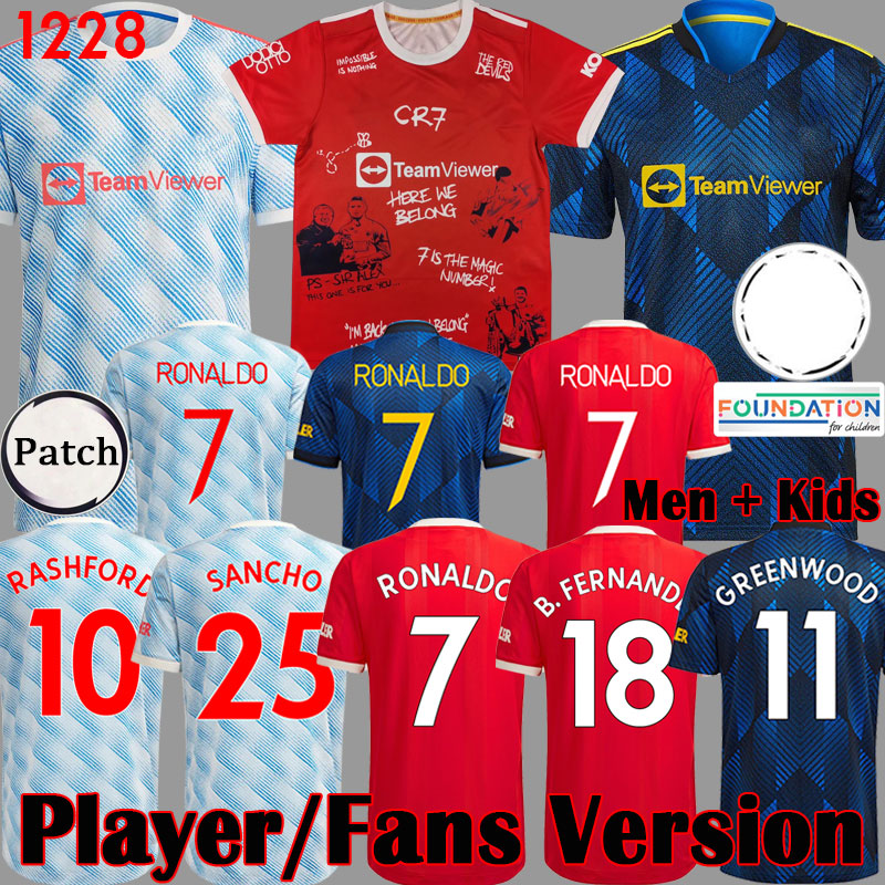 

Manchester CR7 Top FC soccer jersey RONALDO SANCHO GREENWOOD POGBA RASHFORD Player Version UNITED football shirt FERNANDES UTD kits 21 22 ma, Black;yellow