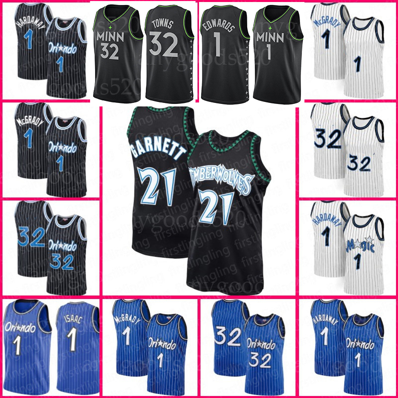 

Anthony 1 Edwards Kevin 21 Garnett Jersey Karl-Anthony 32 Towns Minnesotas Basketball Tracy Mohamed McGrady Penny Bamba Hardaway, Black;red