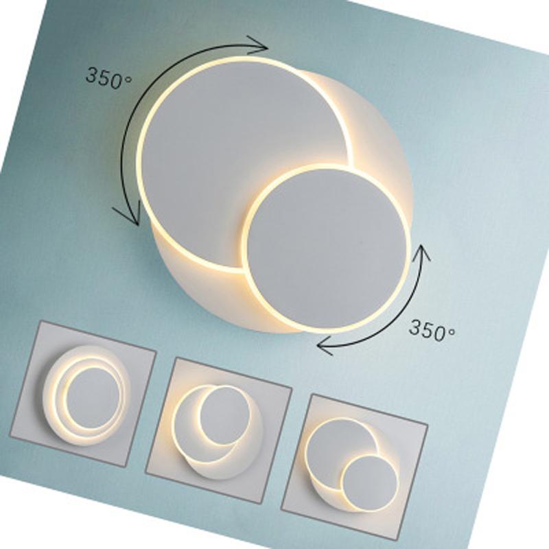 

Creative rotating 18w led wall lamp 350 degree rotation modern living room aisle staircase square lamp bedroom bedside wall