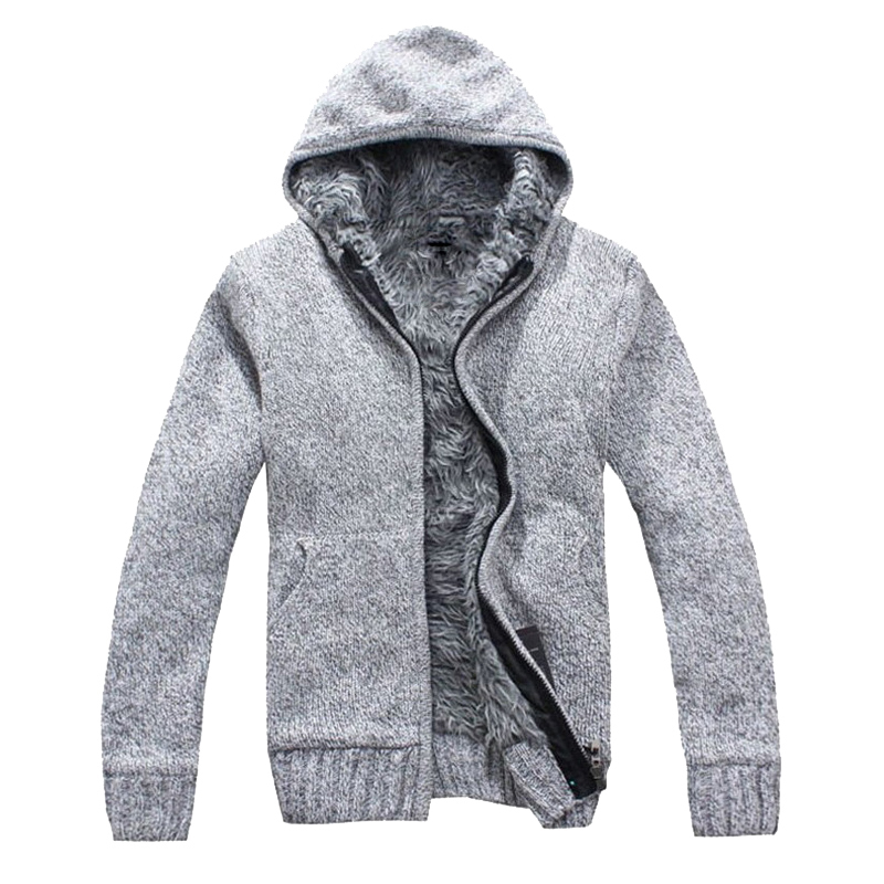 

2021 New Autumn Winter Men's Thick Jackets Casual Warm Hoodies Fur Inside Outwear Mens Hooded Coat Thermal Sweatshirt Men Clothing Guwg, Black