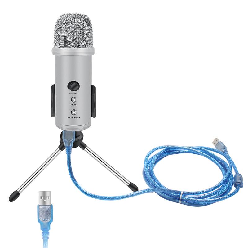 

USB PC Condenser Microphone Volume Adjustment Pitch Bend Studio Cardioid Condenser Mic Kit for Recording Streaming Podcast