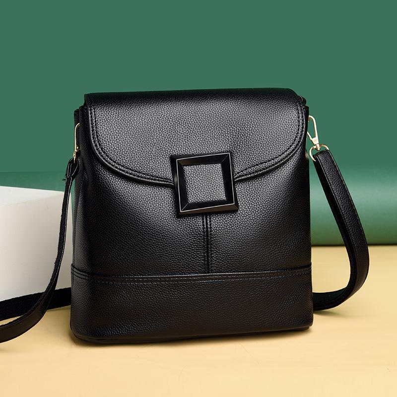 

2021 New Small Square Bag Smart Phone Women Fashion Shoulder Bag High Quality Soft Leather Lady Diagonal Black