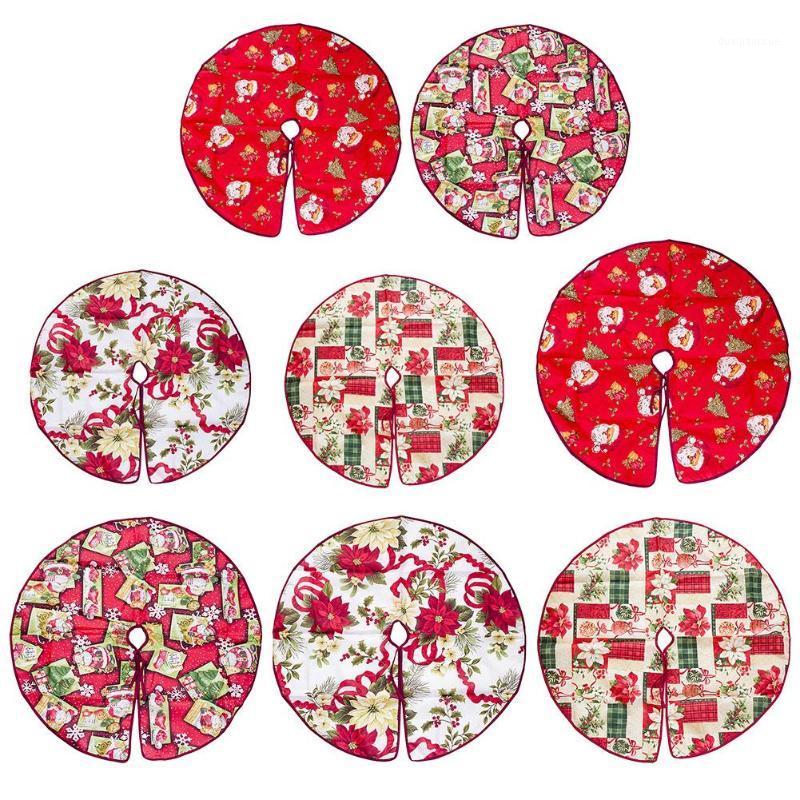 

60/90cm Christmas Tree Skirt Floral Lattice Flower 2019 Xmas Tree Carpet Christmas Decoration For Home Natal Navided New Year1