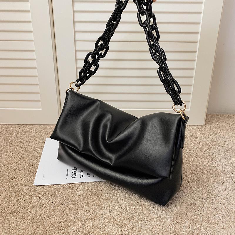 

Brand Designer PU Leather Women's Shoulder Bag Fashion Chain Handbag Small Flap Crossbody Bag, Black