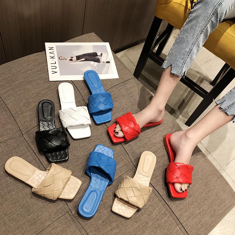 

Mules For Women 2021 Slippers Casual Shoes Pantofle Platform Low Slides Luxury New Summer Flat Rome Rubber Hoof Heels PU
