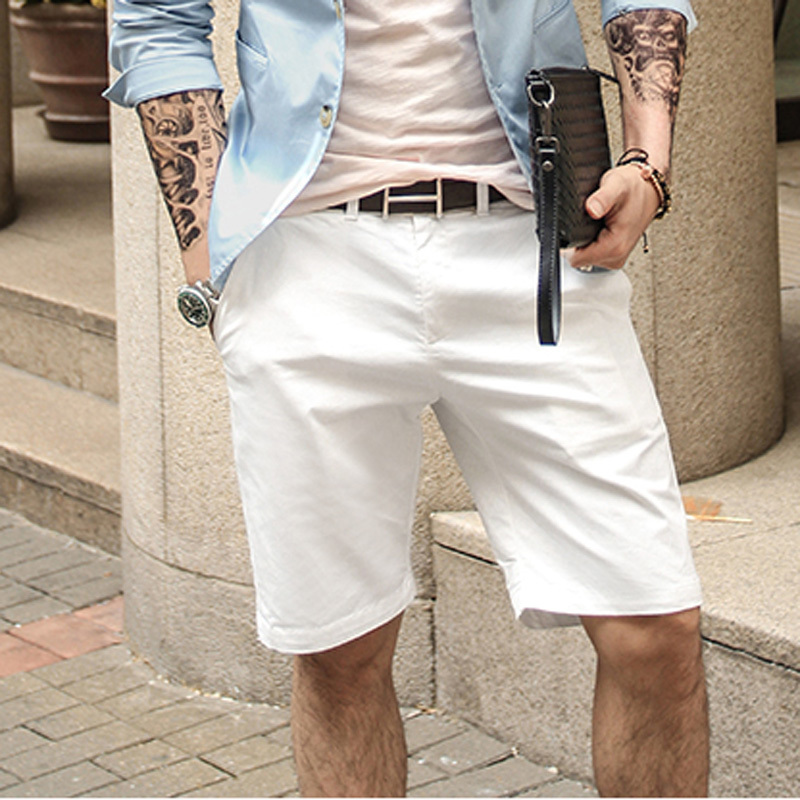

mens suit shorts Top Selling Summer Cotton Straight Men Breathable Cozy Pure Color Casual Short Pants new K-5, Black