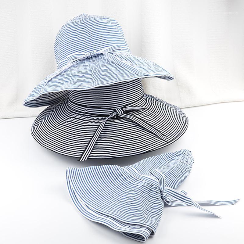 

Women Sun Hat For Femme Ladies Foldable Fisherman Hat Beach Holiday Sun Cap Summer Women's Striped Pattern Hats1, Coffee